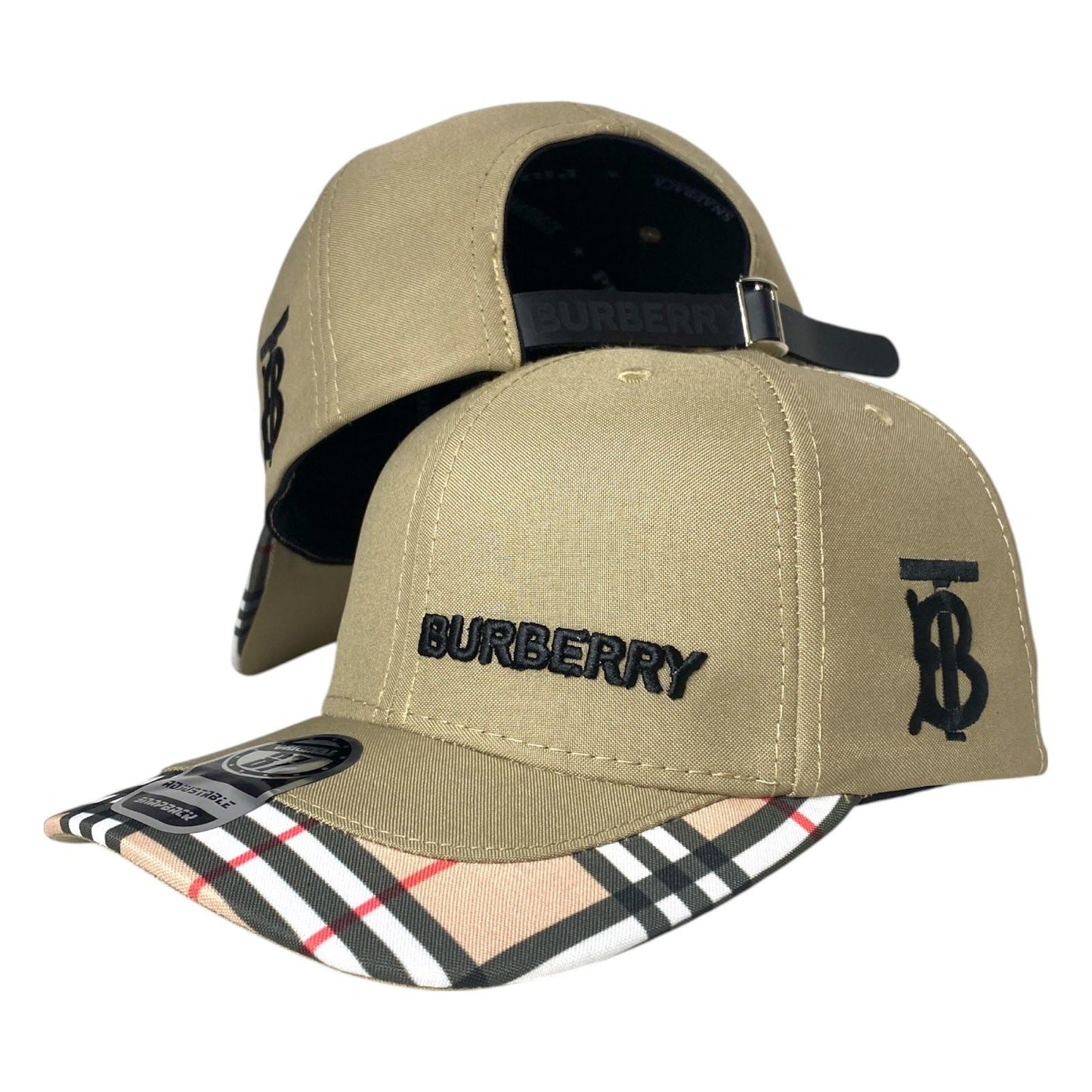Gorra Burberry Beige con Bordado en Relieve y Visera Estampada.