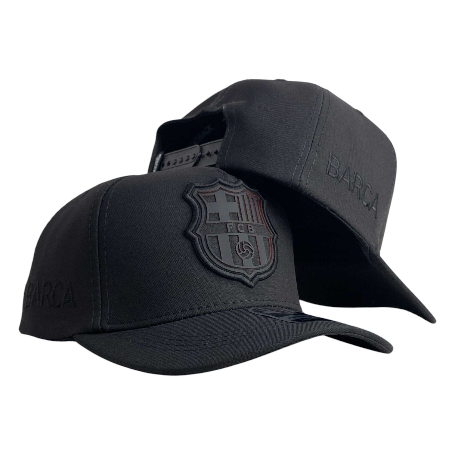 Gorra Barcelona Negra con Bordado en Relieve y Bordado Lateral.