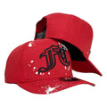Gorra Full Caps Roja con Estampado de Salpicaduras y Bordado en Relieve.