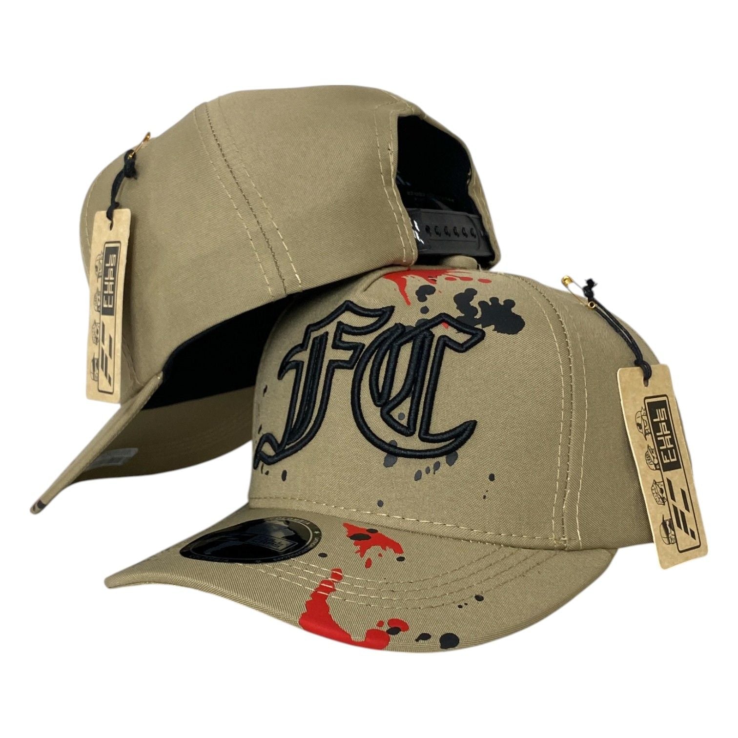 Gorra Full Caps Beige con Bordado en Relieve y Estampado.