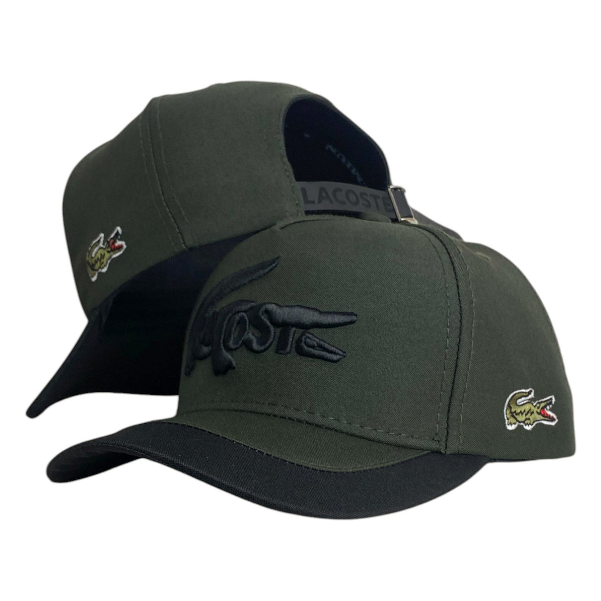 Gorra Lacoste Verde con Bordado en Relieve y Visera Negra.