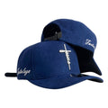 Gorra FE Azul en Gamuza con Bordado en Relieve y Cierre de Cuero.