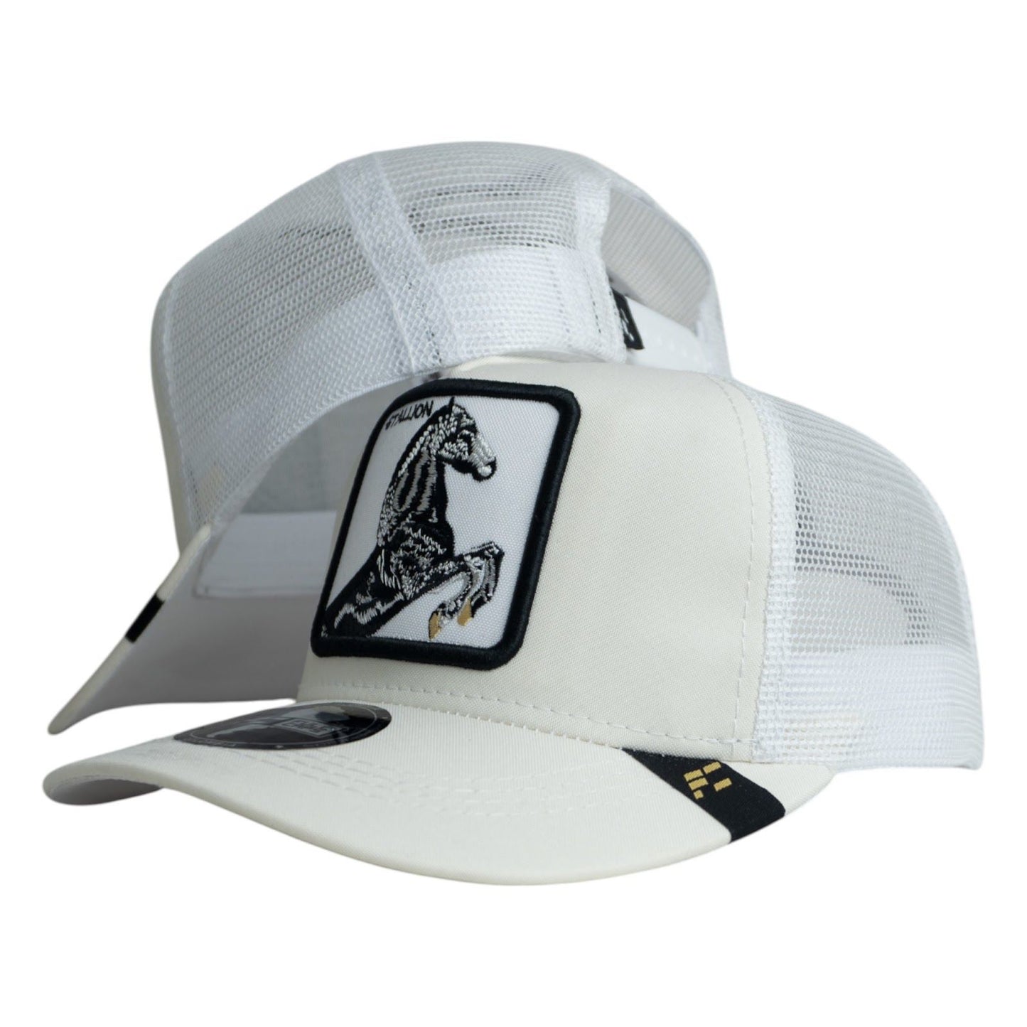 Gorra Full Corral Blanca con Bordado de Caballo y Malla Blanca.