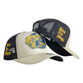 Gorra Bass Pro Shop Beige con Malla Negra y Bordado en Relieve.