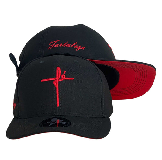 Gorra FE Negra con Bordado en Relieve y Visera Roja.
