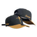Gorra FE Negra con Visera Miel y Bordado en Relieve.