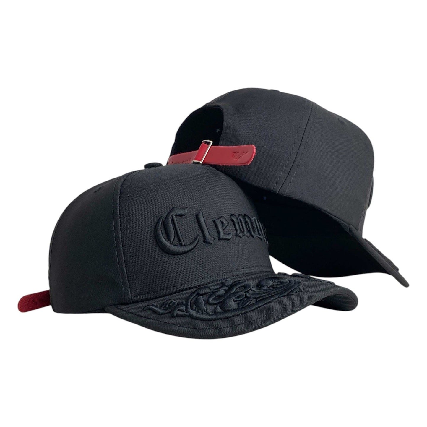 Gorra Clemont Negra con Bordado en Relieve y Cierre de Cuero.