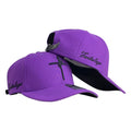 Gorra FE Morada con Bordado de Cruz y Cierre de Cuero.