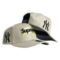 Gorra Equipos Beige con Estampado Dorado y Bordado en Relieve.