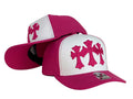 Gorra Full Caps Rosa y Blanca con Bordado en Relieve y Diseño de Cruces.