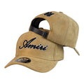 Gorra Amiri Beige en Gamuza con Cristales y Cierre de Cuero.