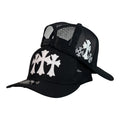 Gorra Full Caps Negra con Bordado en Relieve y Malla Negra.