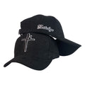 Gorra FE Negra en Gamuza con Cristales y Bordado en Relieve.