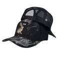 Gorra Full Corral Negra con Bordado de Liebre y Malla Negra.