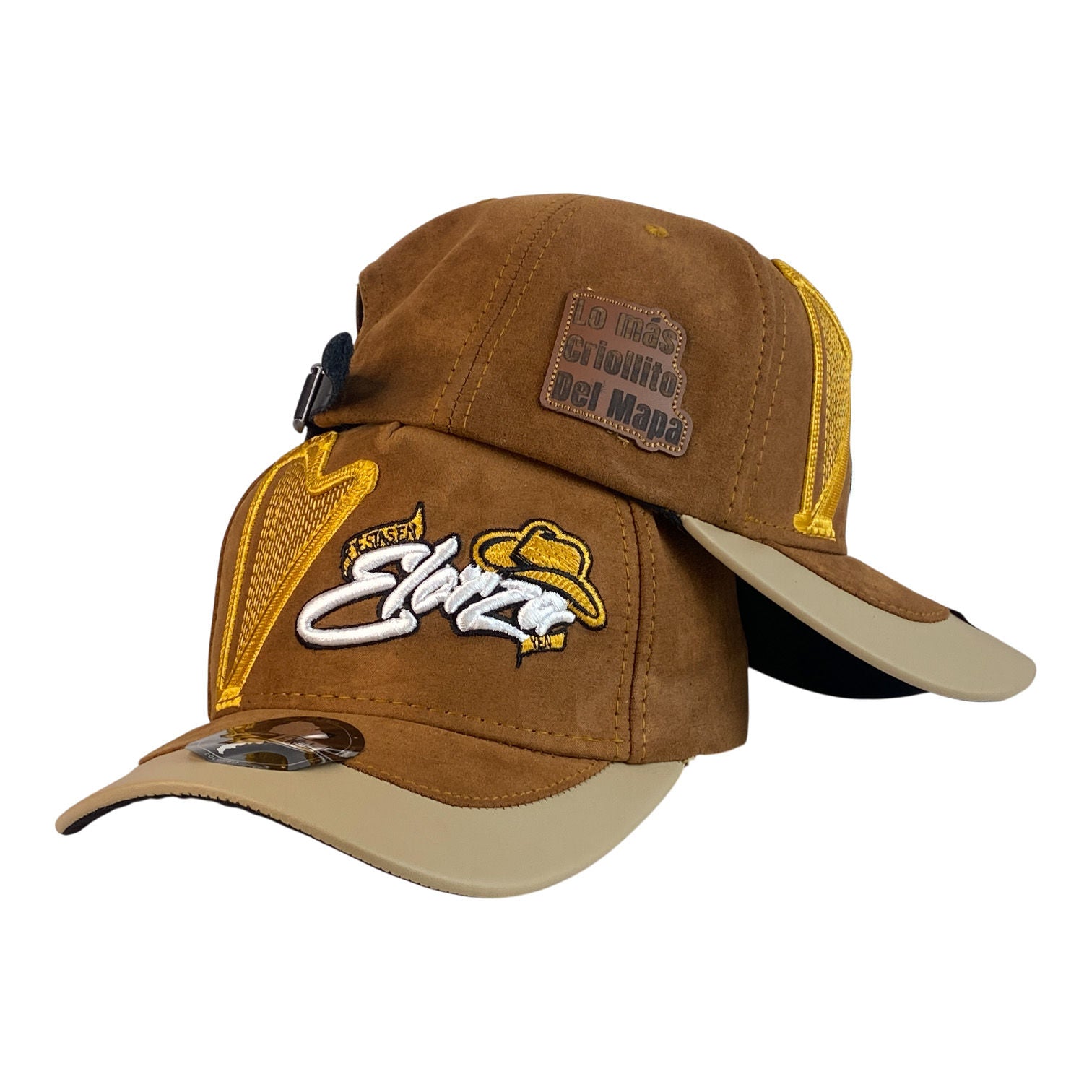 Gorra Elorza Marrón en Gamuza con Parche de Cuero y Bordado en Relieve.