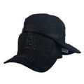 Gorra Full Caps Negra en Gamuza con Bordado en Relieve y Bordado de Cruz.