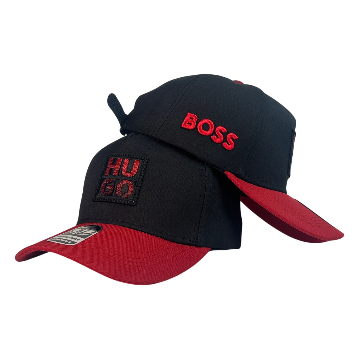 Gorra Hugo Boss Negra con Roja con Bordado en Relieve y Visera Roja.