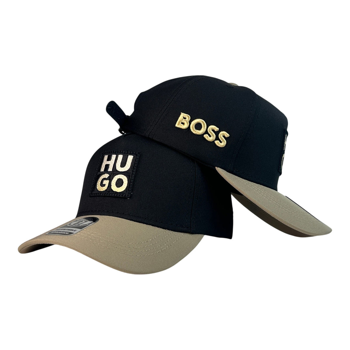 Gorra Hugo Boss Negra con Visera Beige y Bordado en Relieve.
