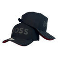 Gorra Hugo Boss Negra con Estampado en Visera y Detalle Roja.