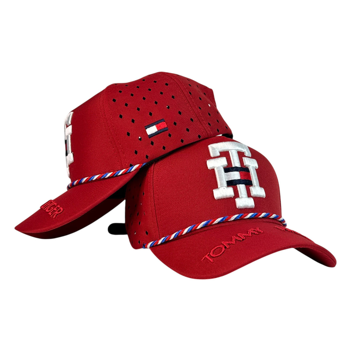 Gorra Tommy Roja con Bordado en Relieve y Cordón Trenzado.