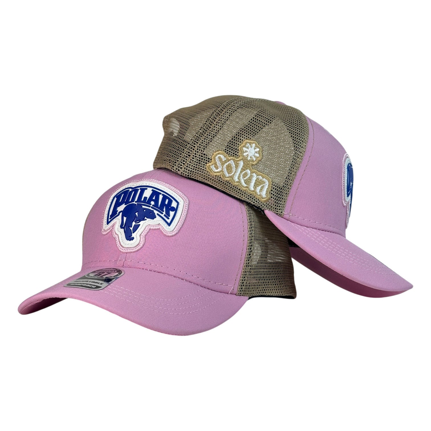 Gorra Venezuela Rosa con Malla Beige y Bordado de Alta Densidad.