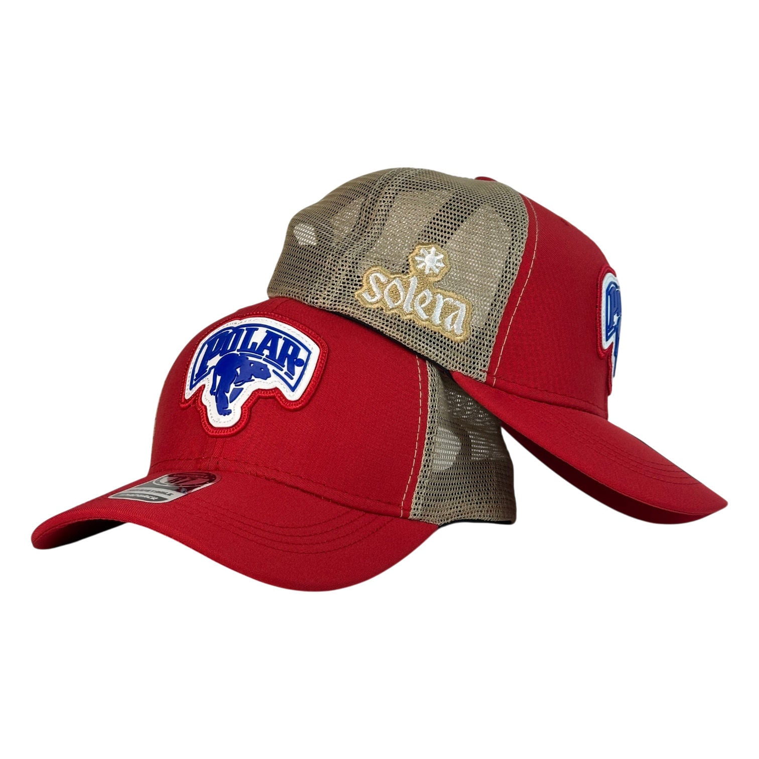 Gorra Venezuela Roja con Malla Beige y Bordado en Relieve.