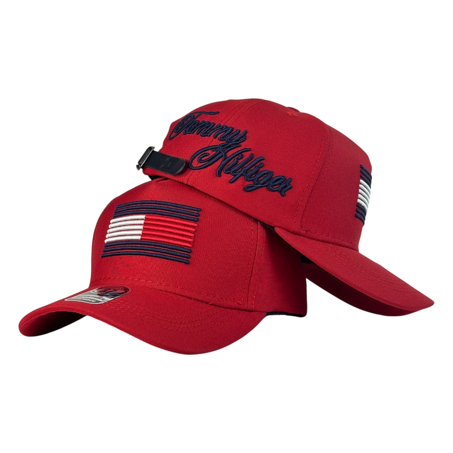 Gorra Tommy Roja con Bordado en Relieve y Bandera Frontal.