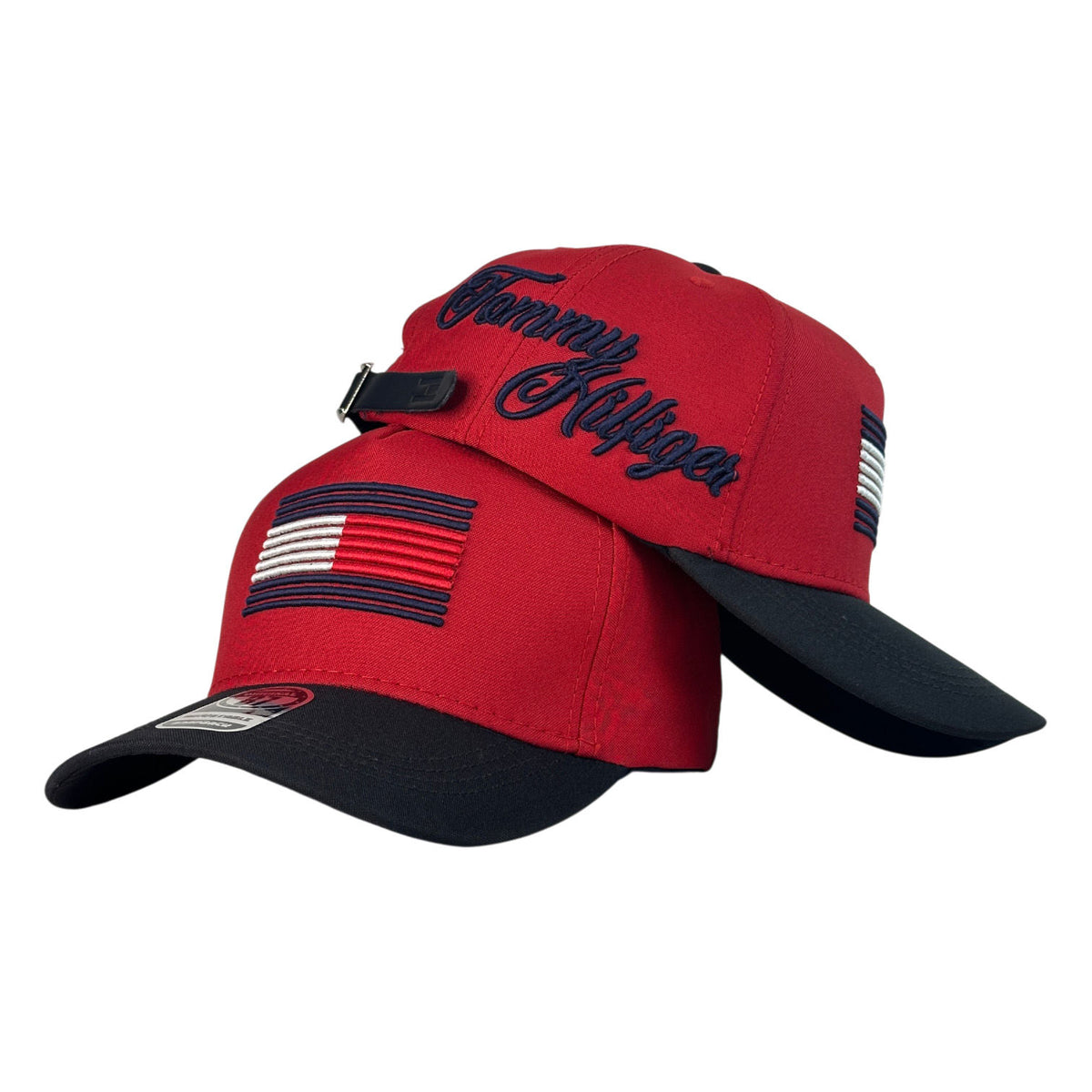 Gorra Tommy Roja con Bordado en Relieve y Visera Negra.