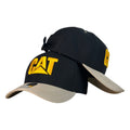 Gorra Caterpillar Negra con Visera Beige y Bordado en Relieve.