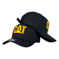 Gorra Caterpillar Negra con Bordado en Relieve y Visera Amarilla.