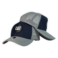 Gorra Caterpillar Azul con Malla Gris y Visera Gris.