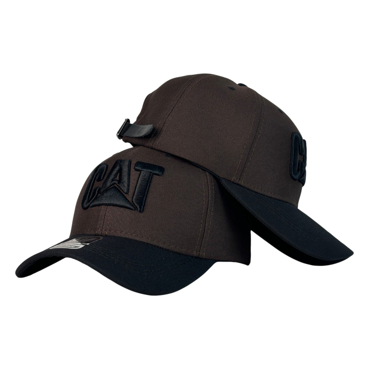 Gorra Caterpillar Marrón con Bordado en Relieve y Cierre de Cuero.