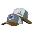 Gorra Venezuela Gris en Gamuza con Visera Miel y Bordado de Alta Densidad.