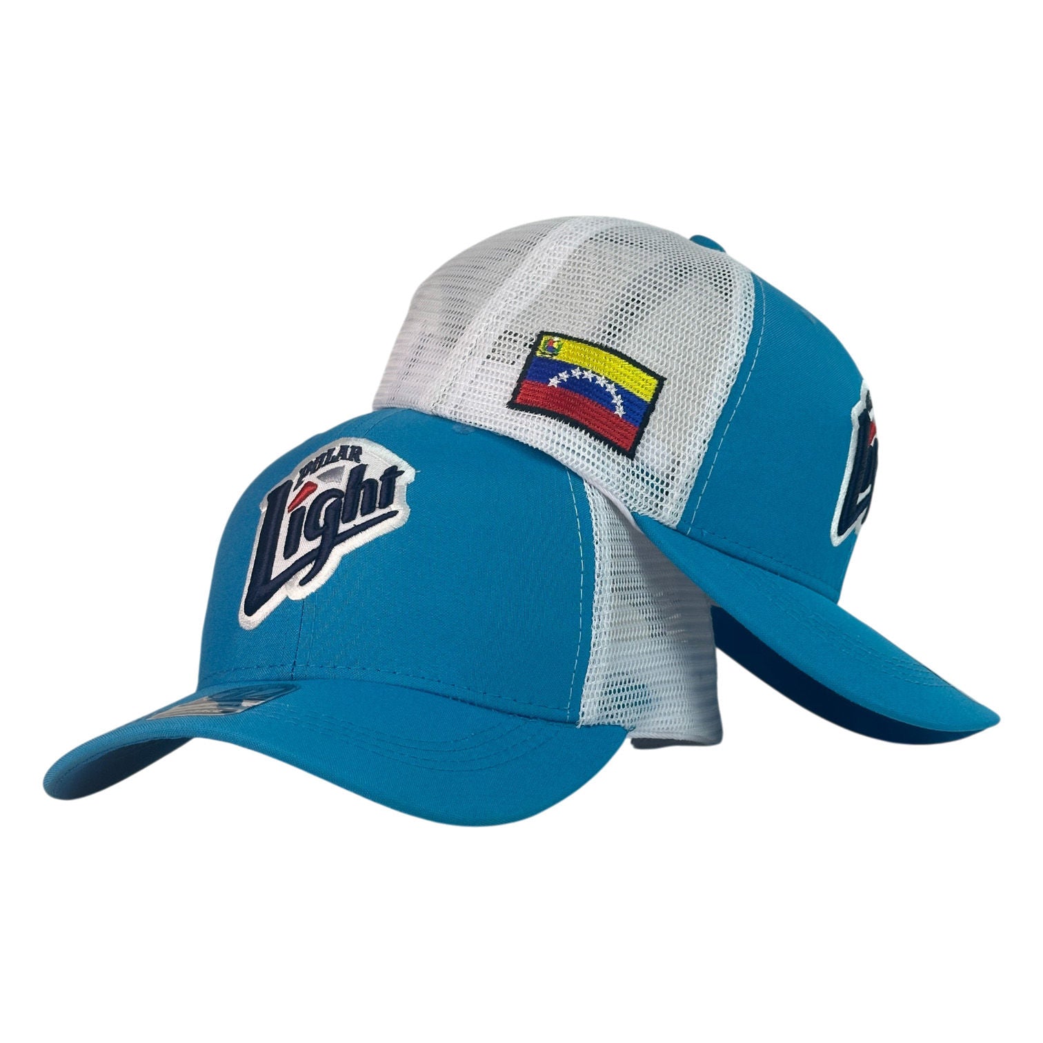 Gorra Venezuela Azul con Malla Blanca y Bordado en Relieve.