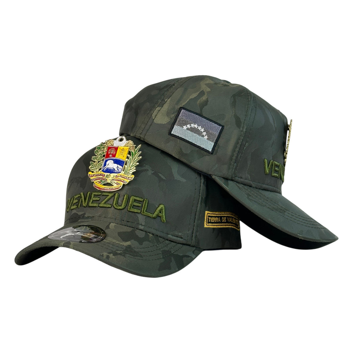 Gorra Venezuela Camo con Escudo Metálico y Bordado en Relieve.