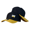 Gorra Caterpillar Negra en Gamuza con Visera Miel y Bordado en Relieve.