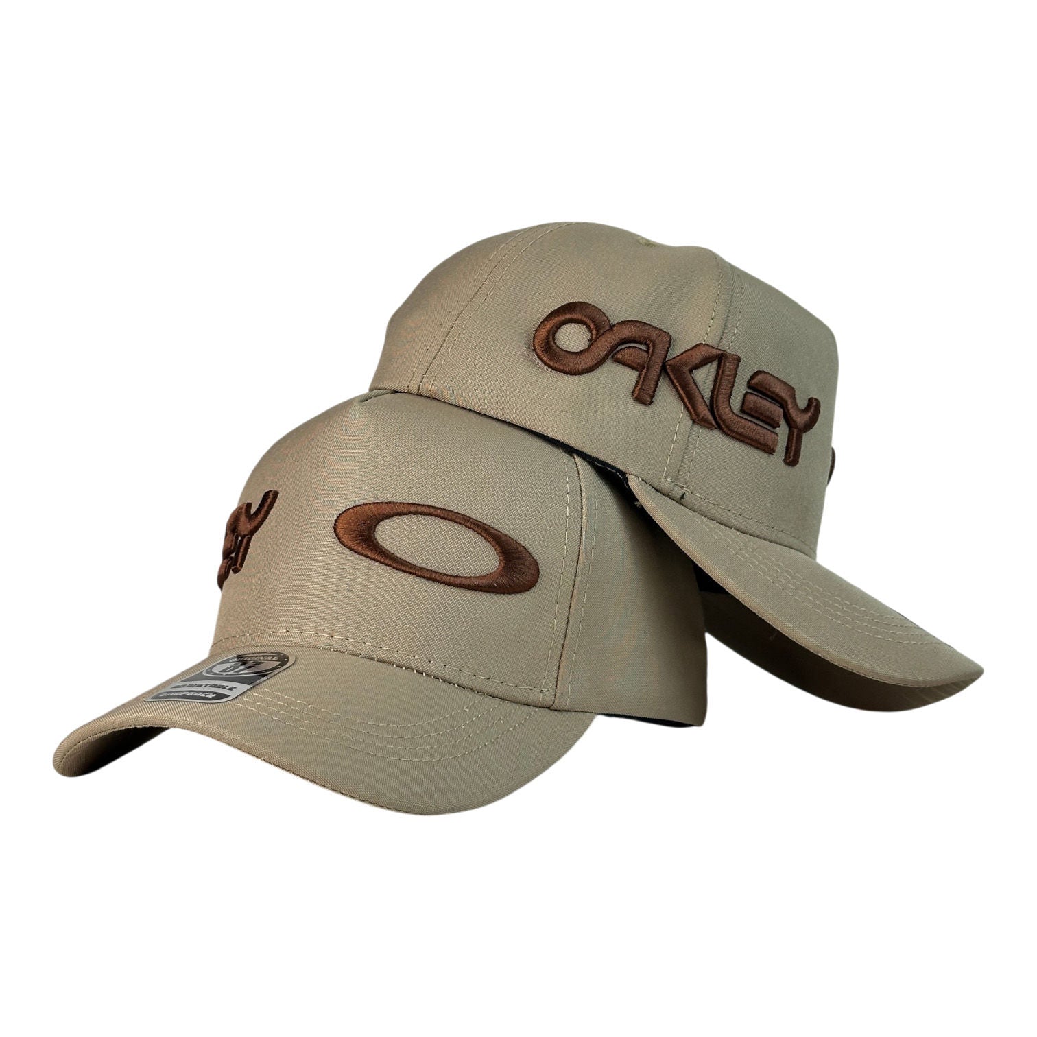 Gorra Oakley Beige con Bordado en Relieve y Logo Lateral.
