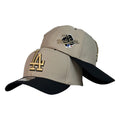 Gorra Equipos Beige con Visera Negra y Bordado en Relieve.