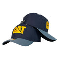 Gorra Caterpillar Azul con Visera Gris y Bordado en Relieve.