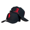 Gorra Polo Negra con Bordado de Alta Densidad y Número 3.