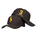 Gorra Polo Marrón con Bordado de Caballo y Bordado de Número 3.