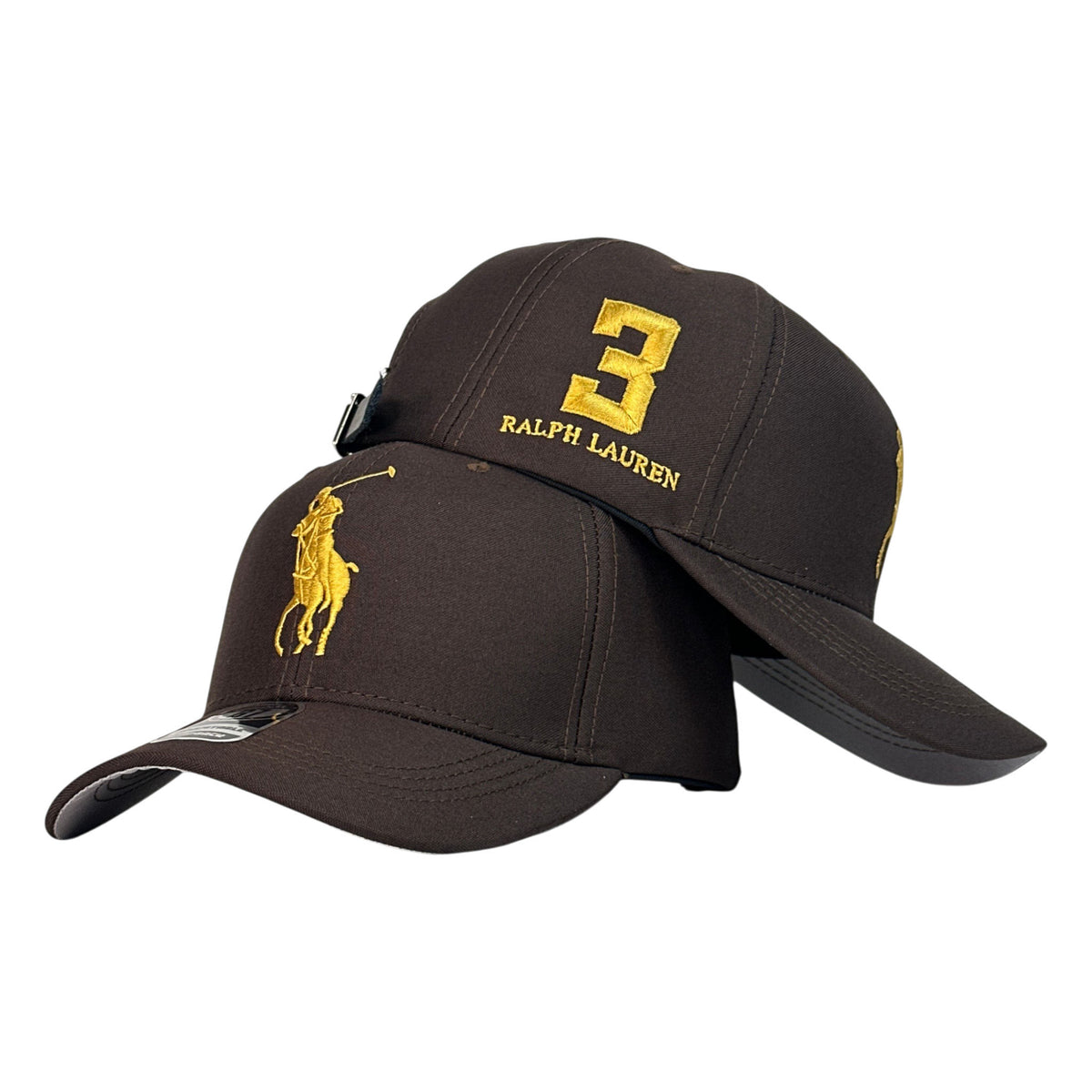 Gorra Polo Marrón con Bordado de Caballo y Bordado de Número 3.