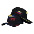 Gorra Venezuela Negra con Bordado en Relieve y Parche de Bandera.