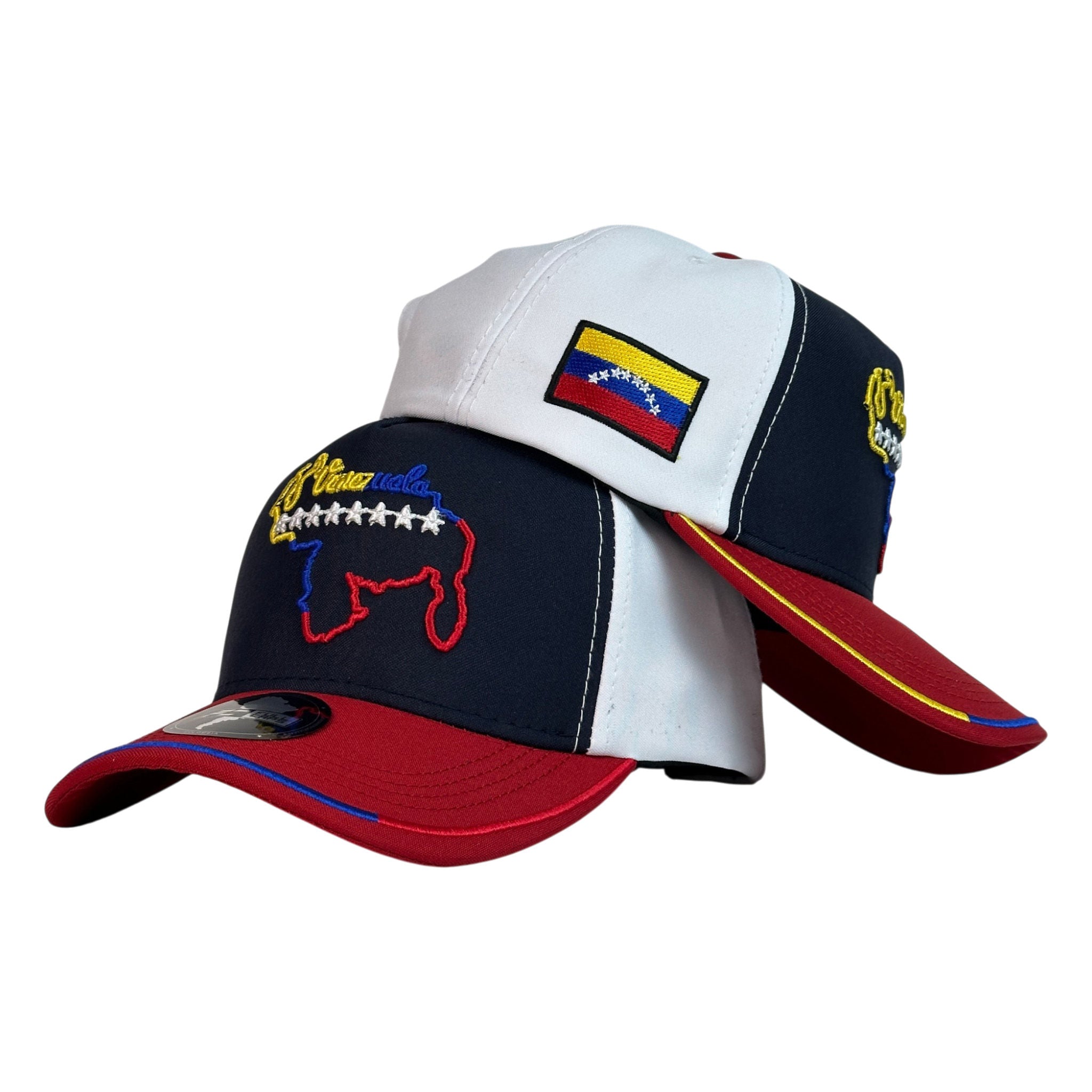 Gorra Venezuela Tricolor con Bordado en Relieve y Parche de Bandera.