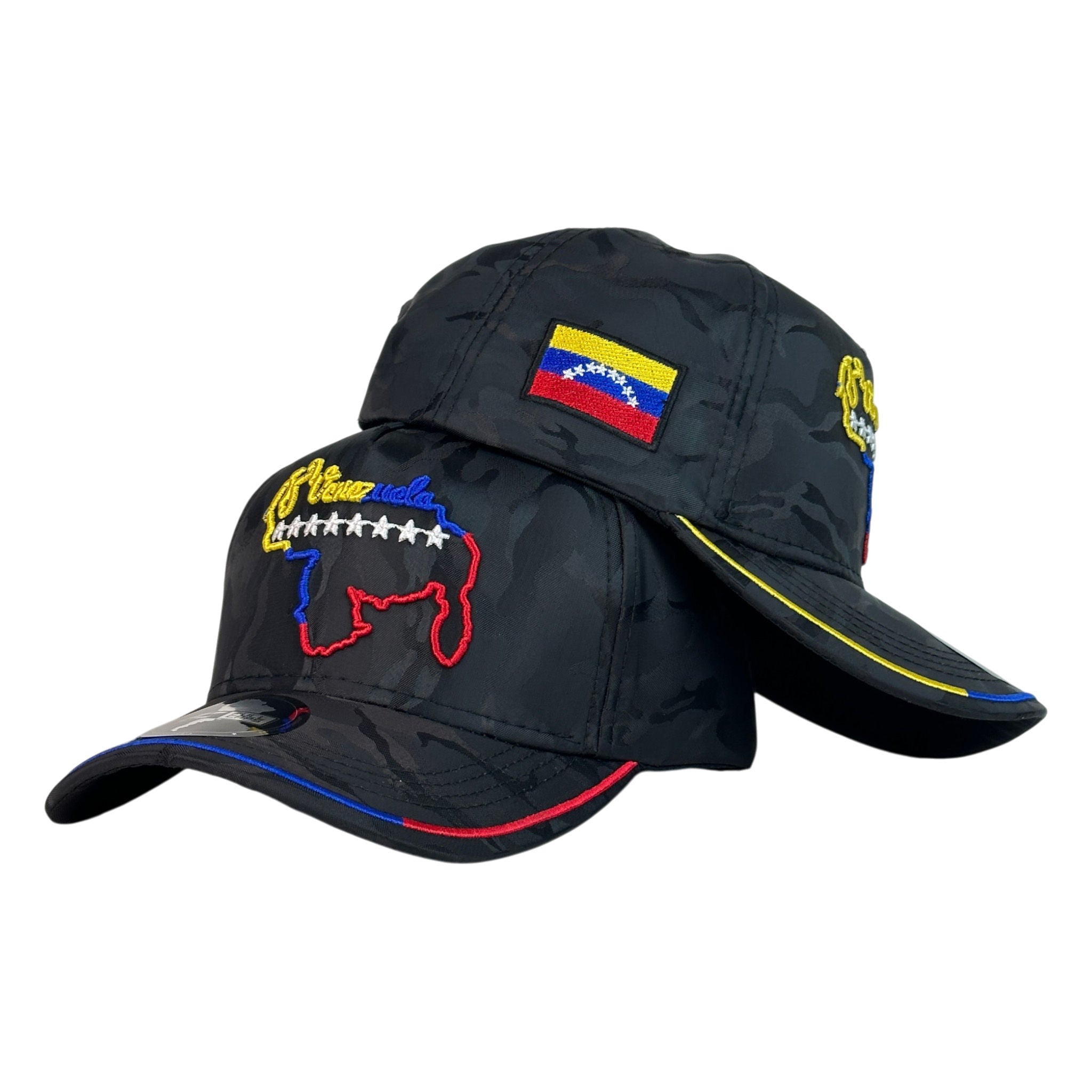 Gorra Venezuela Camo con Bordado en Relieve y Bandera Lateral.