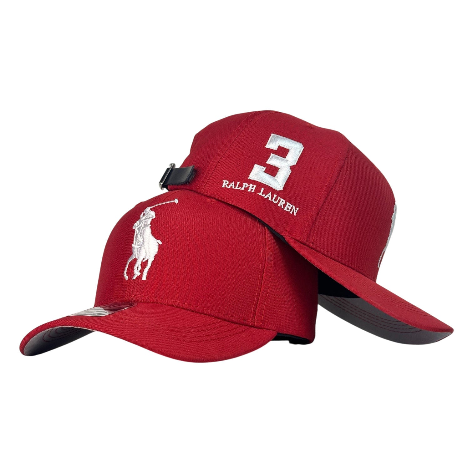Gorra Polo Roja con Bordado en Relieve y Cierre de Cuero.