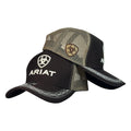 Gorra Ariat Negra con Malla Beige y Bordado en Relieve.