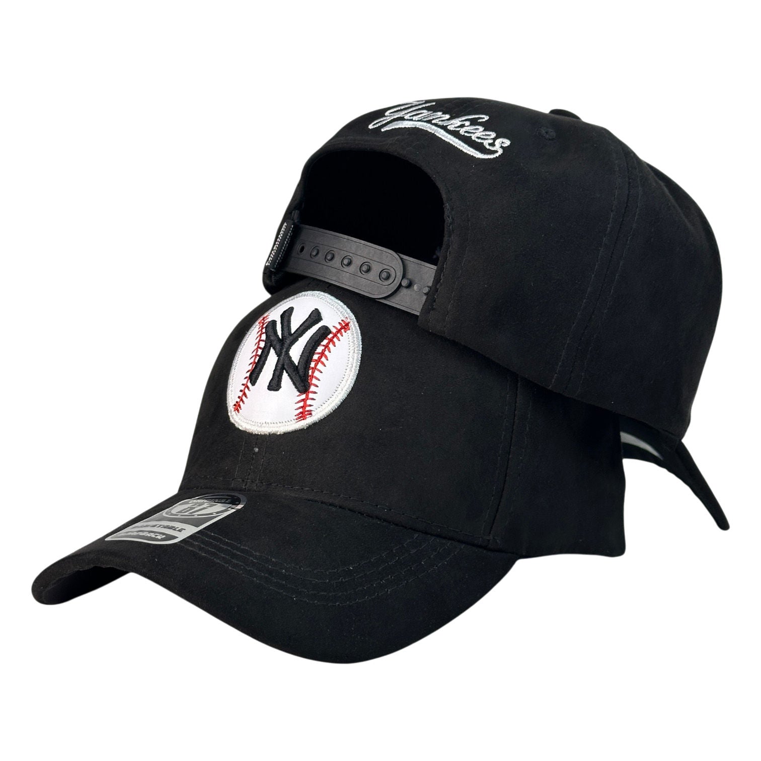 Gorra Equipos Negra en Gamuza con Bordado de Alta Densidad y Parche de Pelota.