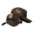 Gorra Venezuela Marrón con placa metálica del escudo y bordado en relieve.