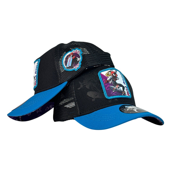 Gorra Marvel Negra con Visera Azul y Parche Frontal de Miles Morales.